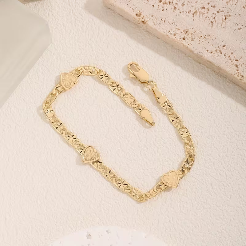 Unisex 14K Gold Plated Cuban Chain Charm Bracelet Romantic Gift