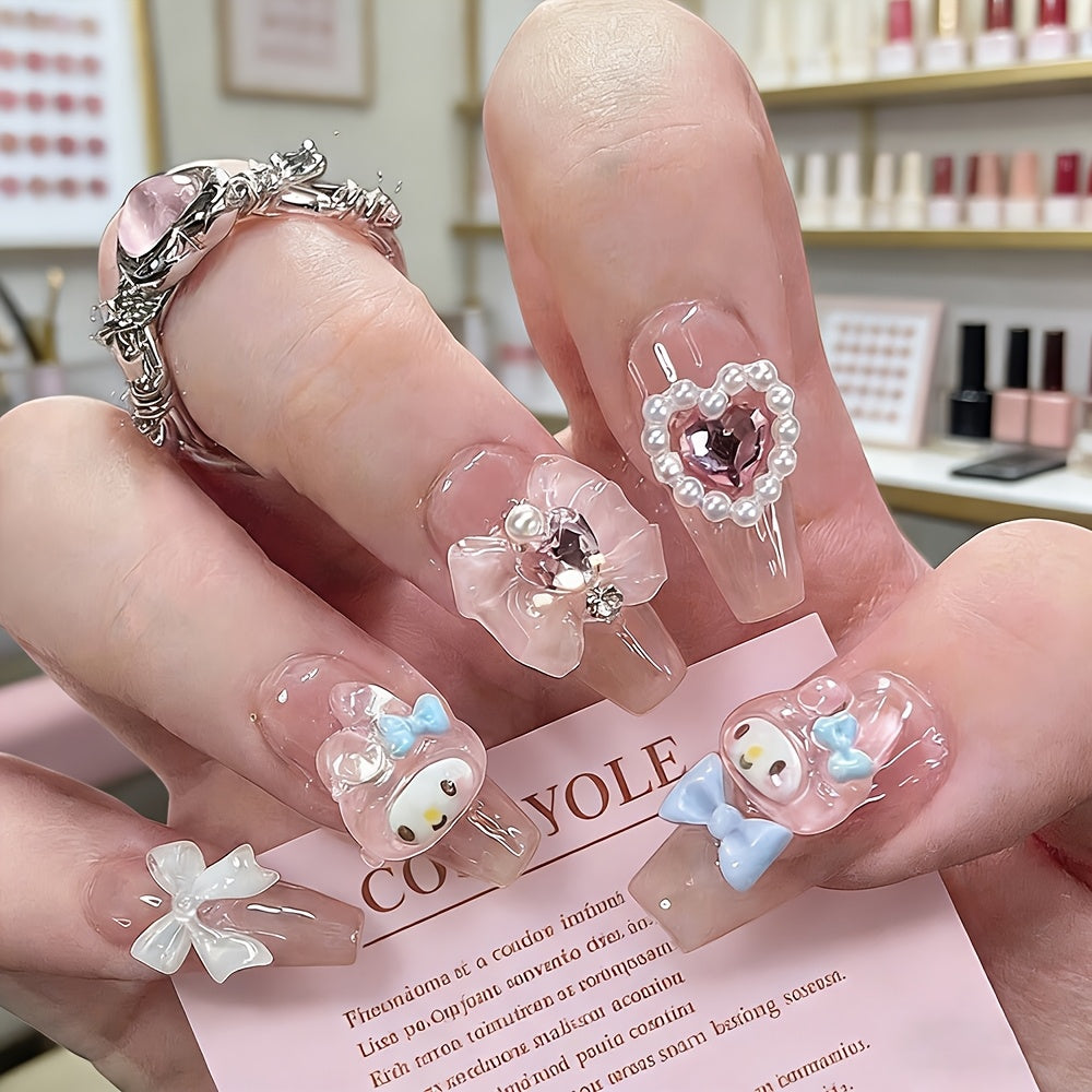 Cute Pink Ballet Press on Nails False Nail Set 24 Pieces