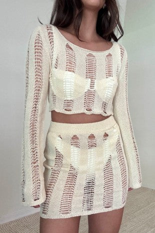 Women's Ladder Knit Top and Micro Mini Skirt Set S5309SET_2