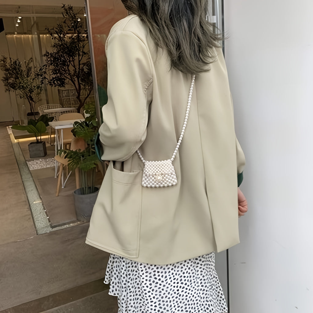 Women's Mini Dumpling High-Gloss Pearl Beaded Crossbody Bag
