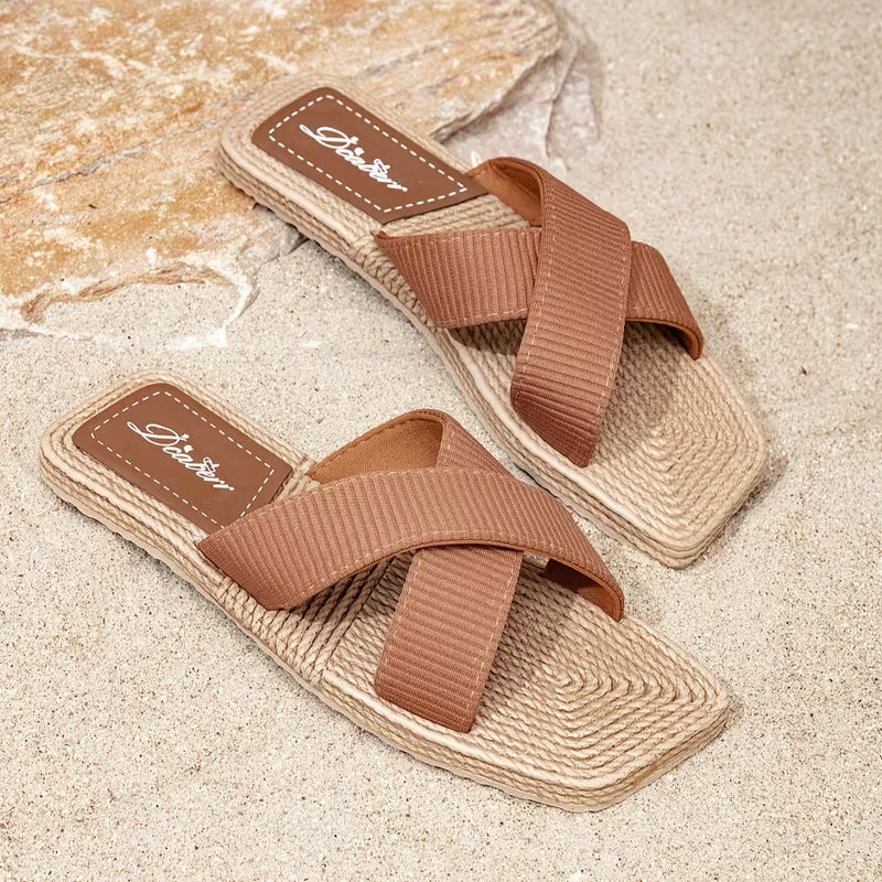 Women's Stylish Cross Strap Open Toe Slip-On Sandals
