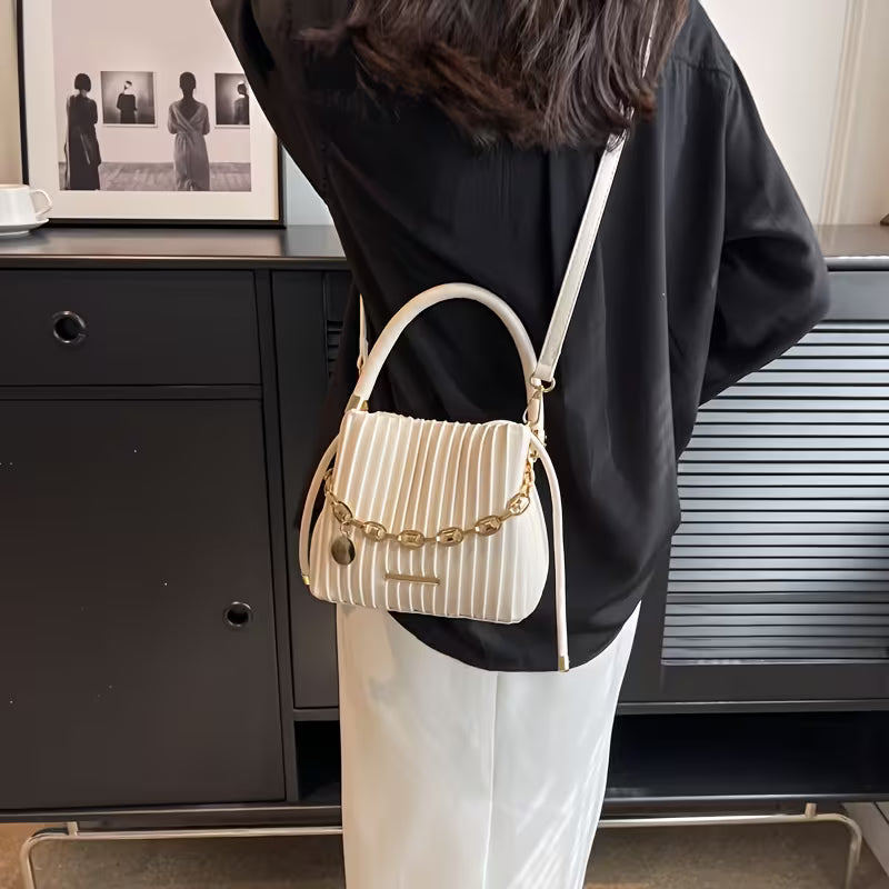 Women's Mini Bucket Bag With Chain Pendant Crossbody Strap