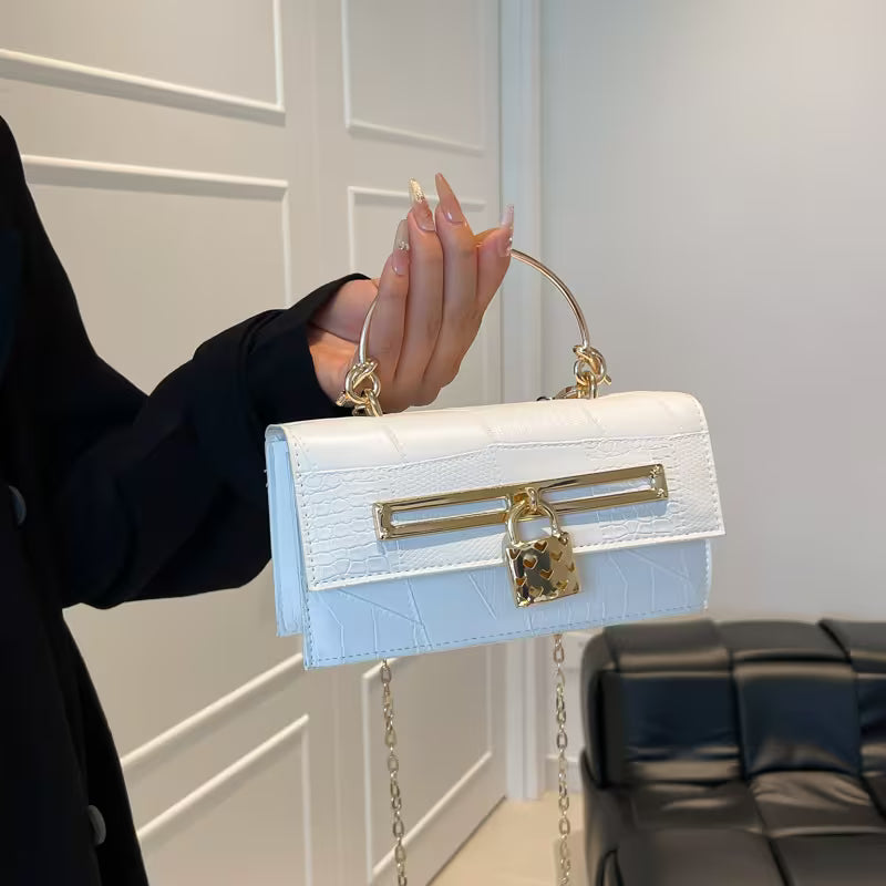 Women's Crocodile Pattern Elegant Small Square Crossbody Bag