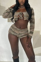 Women's Knitted Shorts Set BKSN-3063