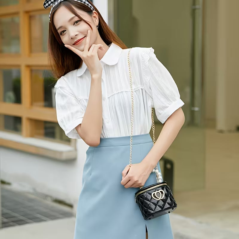 Women's Double Heart Rhombus Jelly Bucket Crossbody Bag Fashion