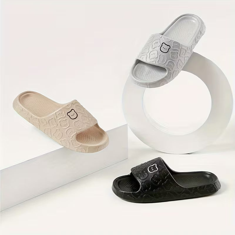 Unisex Breathable Cute Bear Soft Indoor Bathroom Slippers