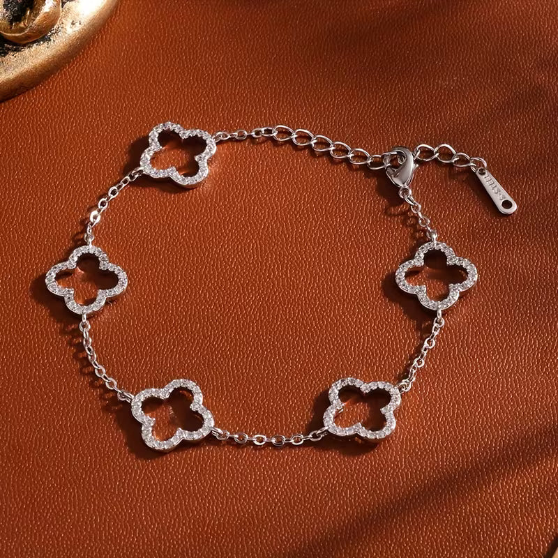 Women's Elegant Hollow Four-Leaf Flower Adjustable Bracelet