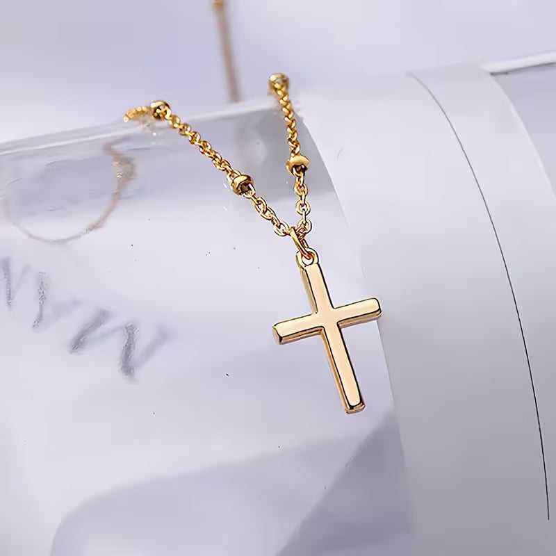 Women's Golden Cross Necklace 316 Stainless Steel Fashion Elegant