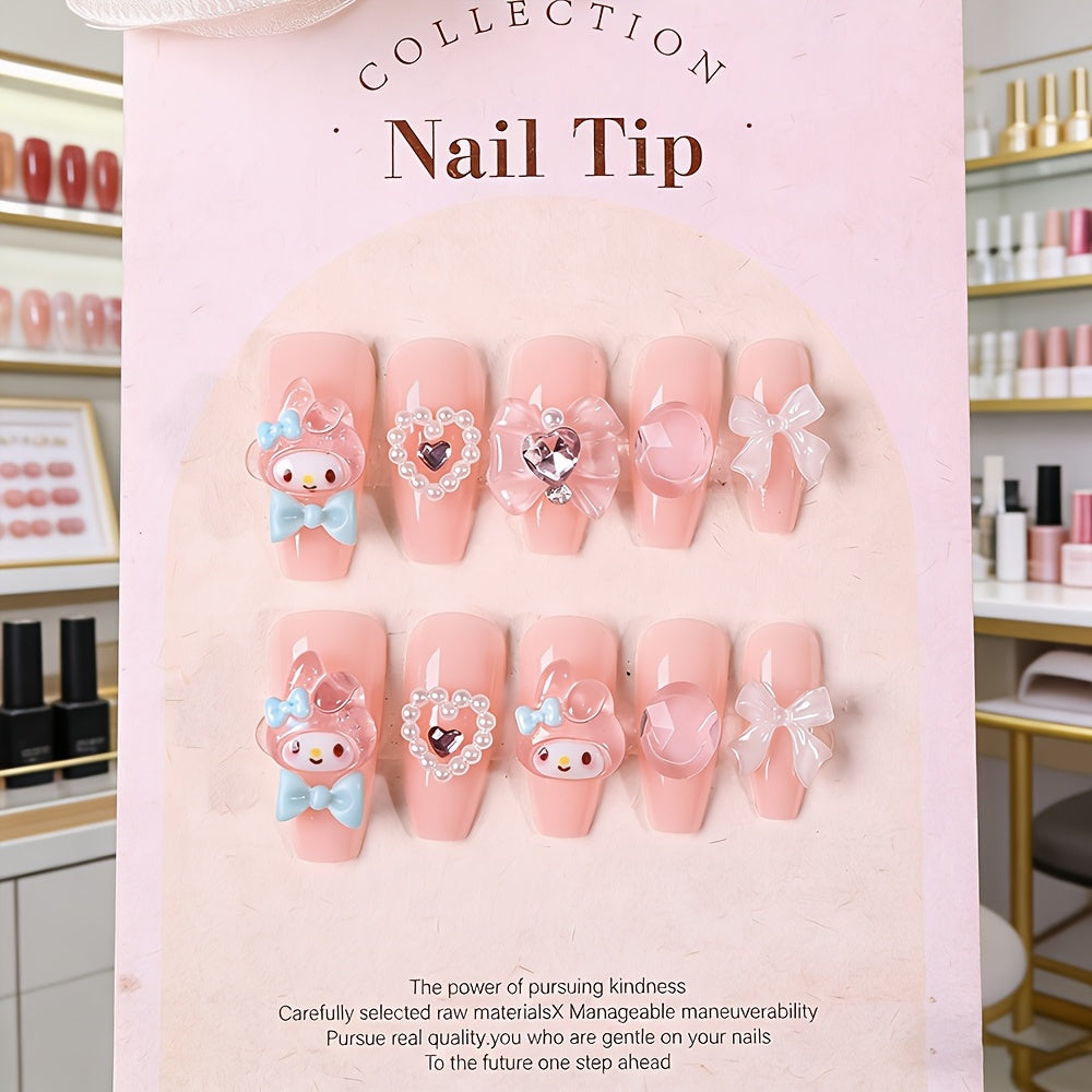 Cute Pink Ballet Press on Nails False Nail Set 24 Pieces