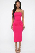 Women's Solid Bodycon Split Hem Tube Dress BD5481