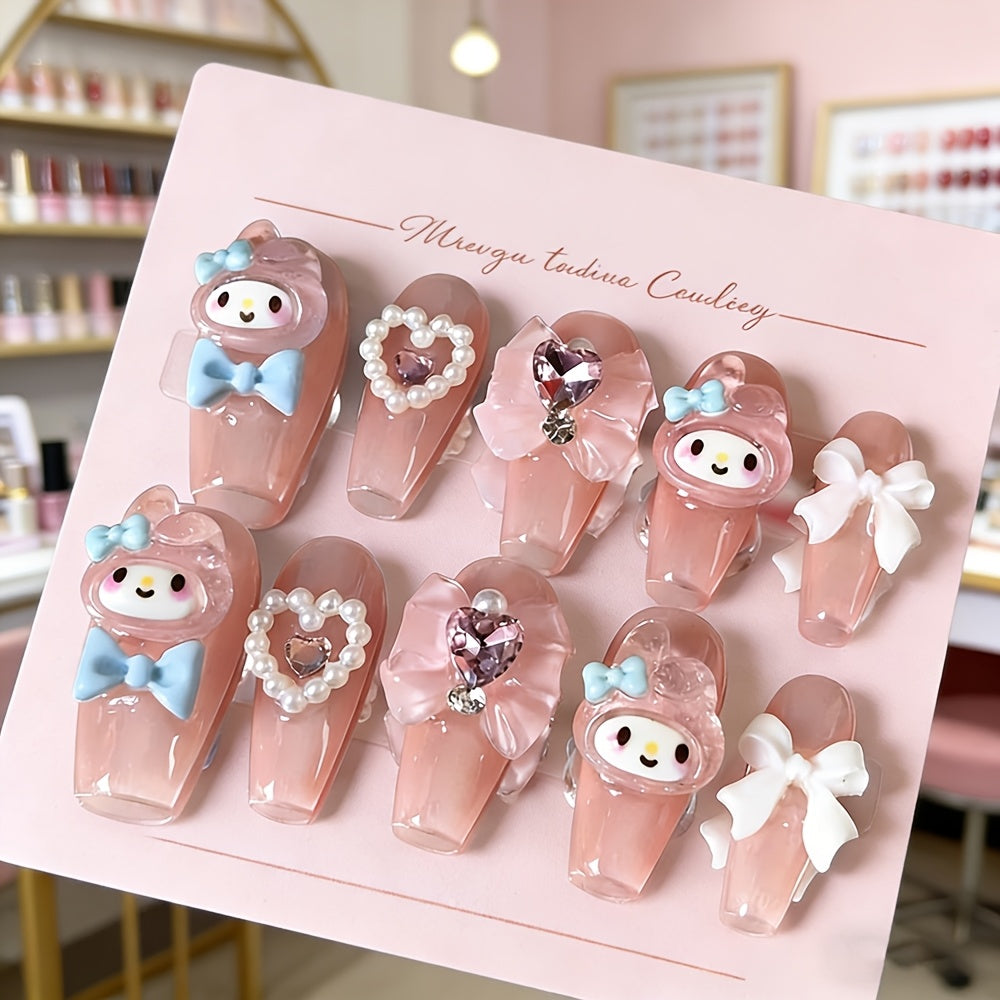 Cute Pink Ballet Press on Nails False Nail Set 24 Pieces