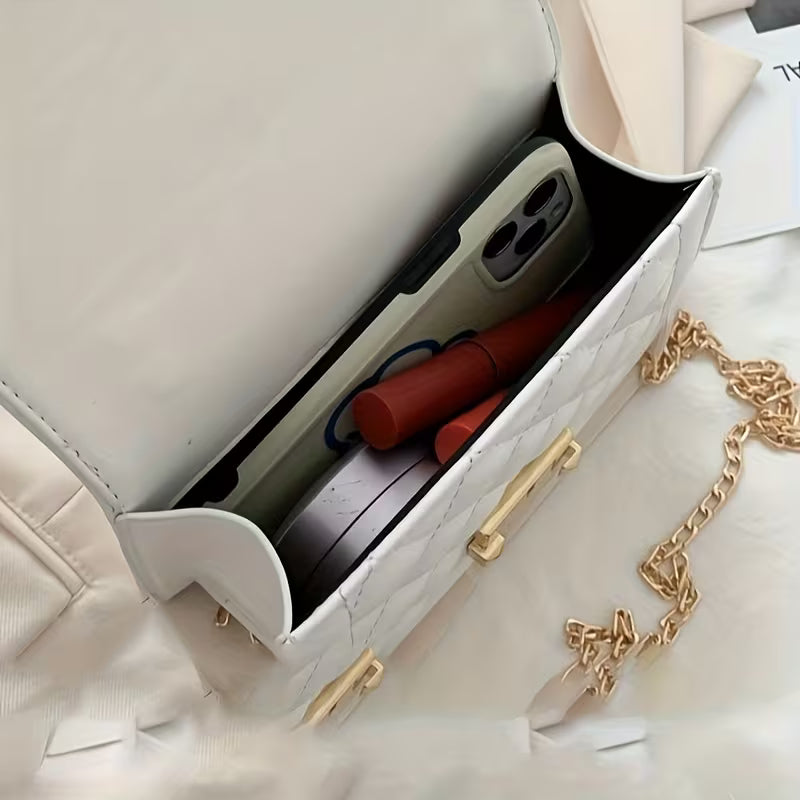 Women's Checkered Chain Small Square Crossbody Bag Handbag