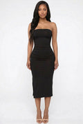 Women's Solid Bodycon Split Hem Tube Dress BD5481