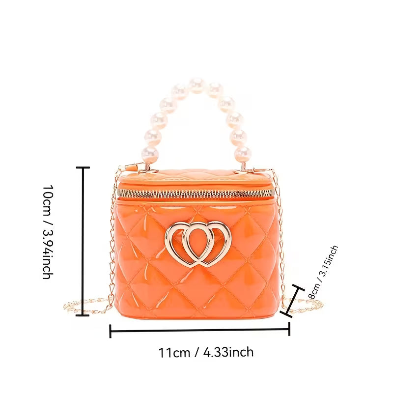 Women's Double Heart Rhombus Jelly Bucket Crossbody Bag Fashion