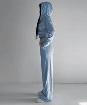 Women's Casual Hooded Hoodie Two-Piece Set DEMZY1491
