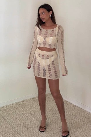 Women's Ladder Knit Top and Micro Mini Skirt Set S5309SET_2