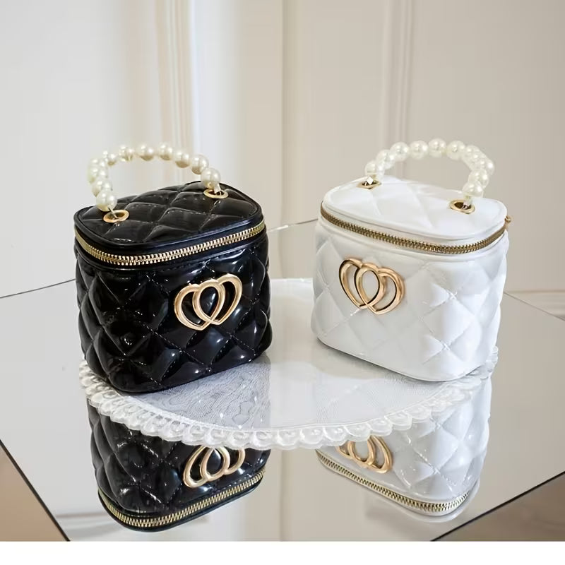 Women's Double Heart Rhombus Jelly Bucket Crossbody Bag Fashion