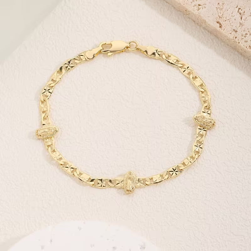 Unisex 14K Gold Plated Cuban Chain Charm Bracelet Romantic Gift