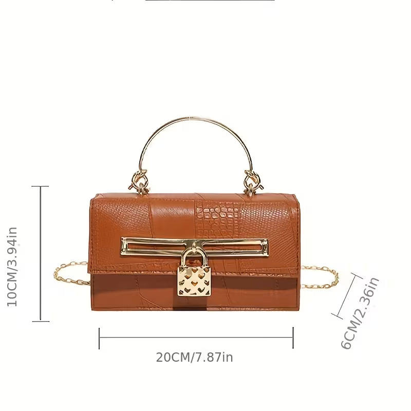 Women's Crocodile Pattern Elegant Small Square Crossbody Bag