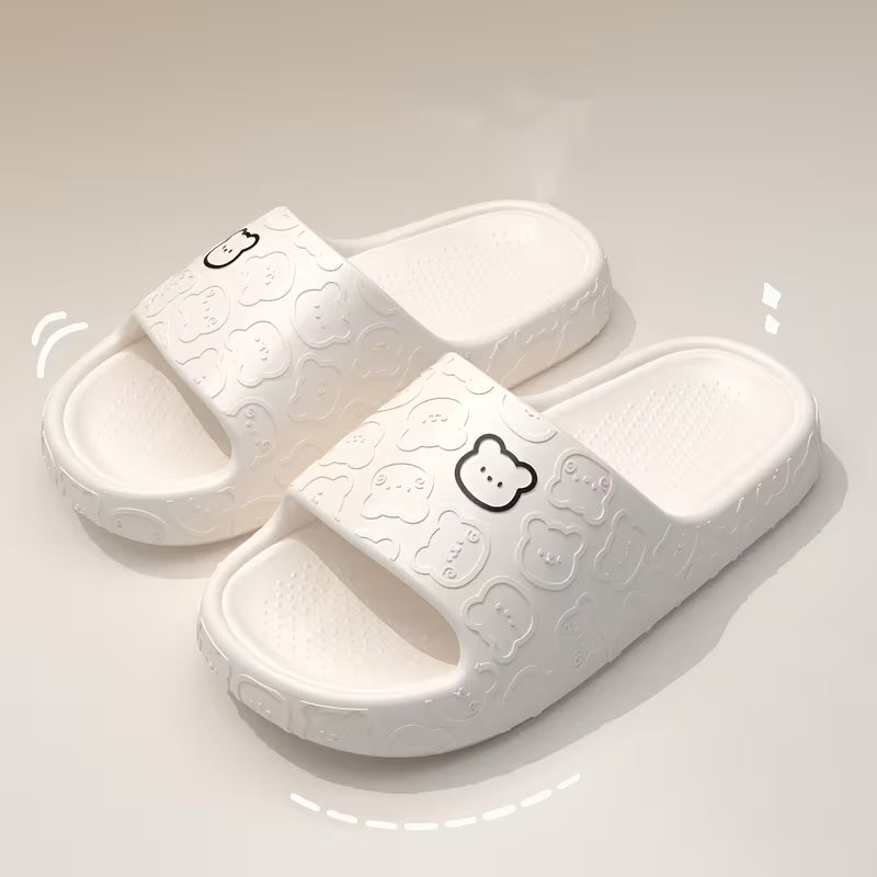Unisex Breathable Cute Bear Soft Indoor Bathroom Slippers