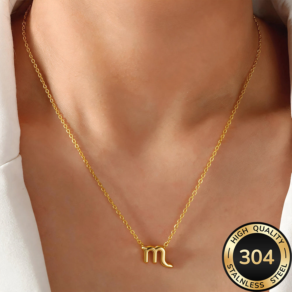 Women's Zodiac Constellation Pendant Necklace Elegant Stainless Steel Jewelry