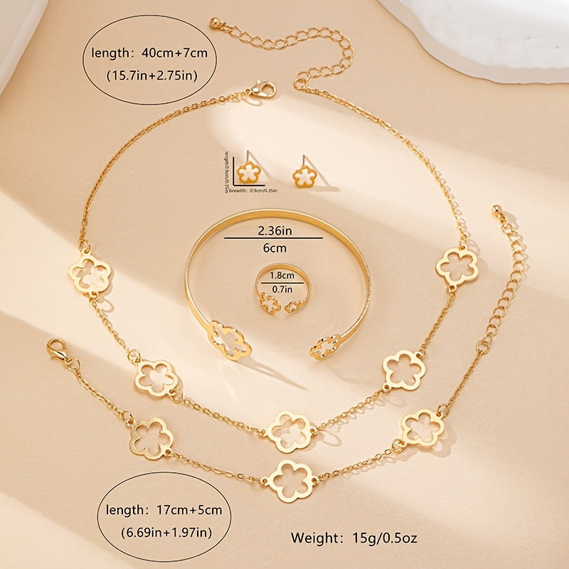 Women's Hollow Clover Jewelry Set Elegant Fashion