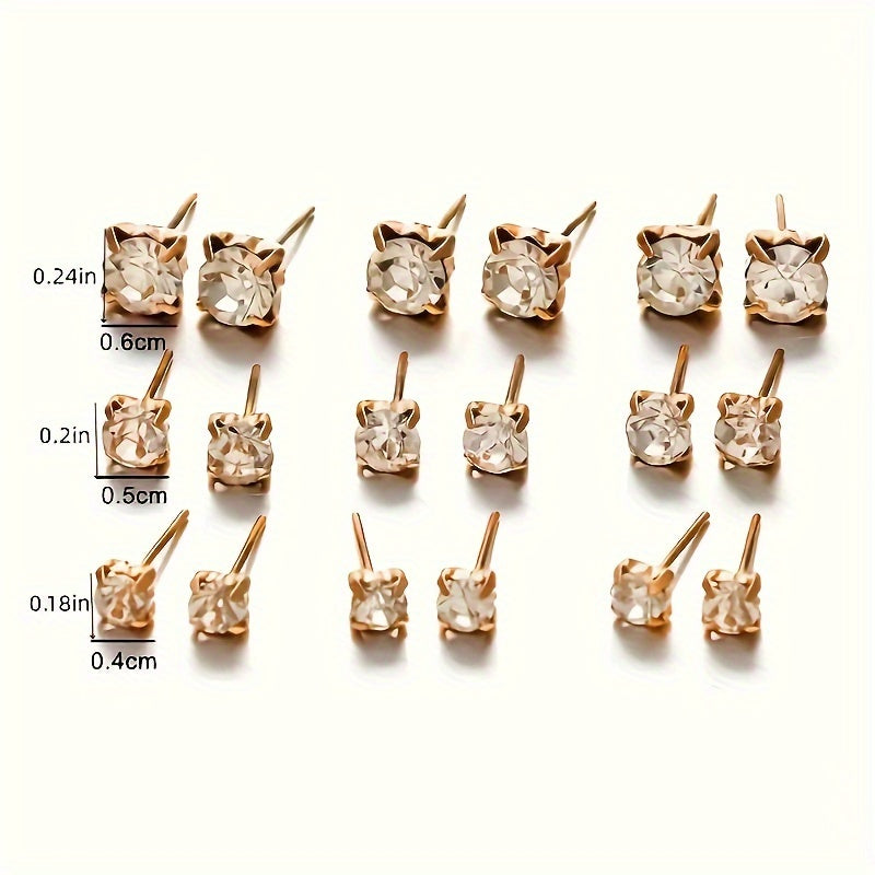 Women's Sparkling Classic Stud Earrings Set Synthetic Zirconia Jewelry