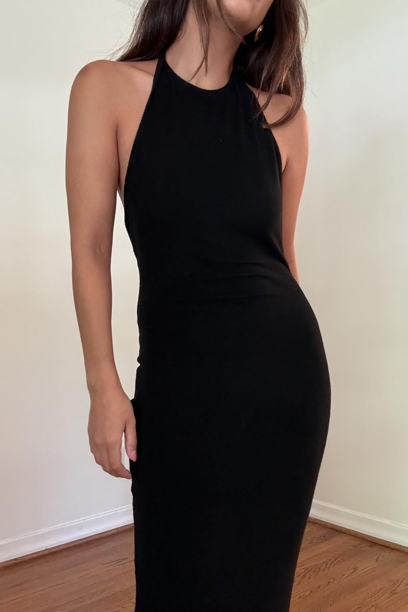 Women's Rib Full Length Halter Dress S6049D_A