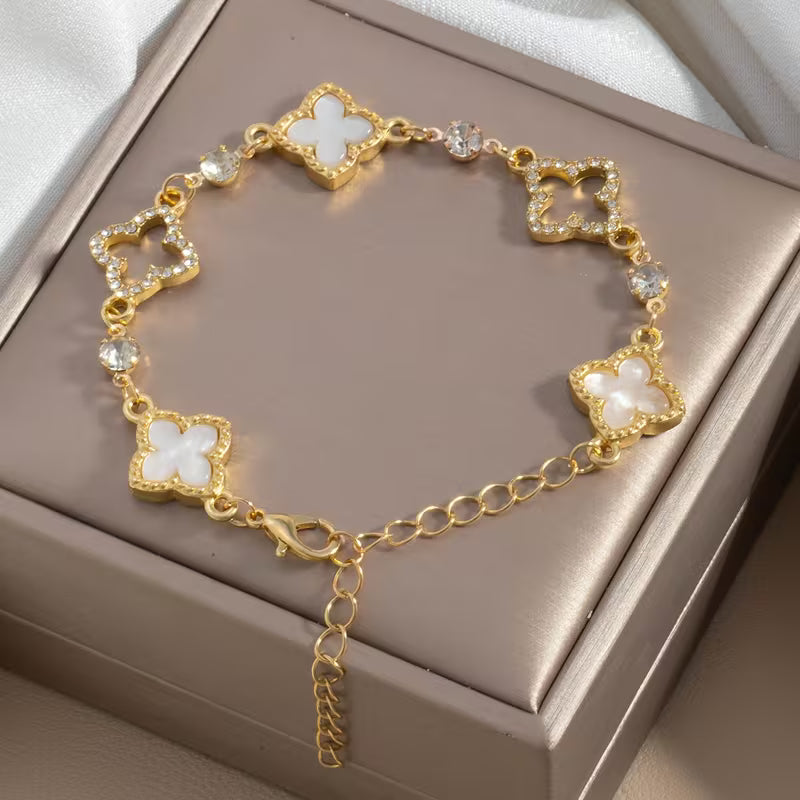 Women's Hollow Clover Bracelet Elegant Metal Charm Jewelry