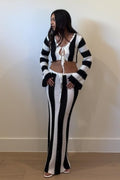 Women's Crochet Stripe Knit Top and Skirt Set S7864SET_2