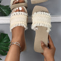 Women's Casual Beach Thick Sole Slides Tassel Sandal