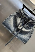 Women's Gradient Rhinestone Denim Skirt CHICJX4KSH1-5522