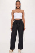 Women's Pleated Wide Leg Tie Front Pants BP5350