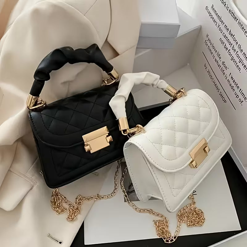 Women's Checkered Chain Small Square Crossbody Bag Handbag
