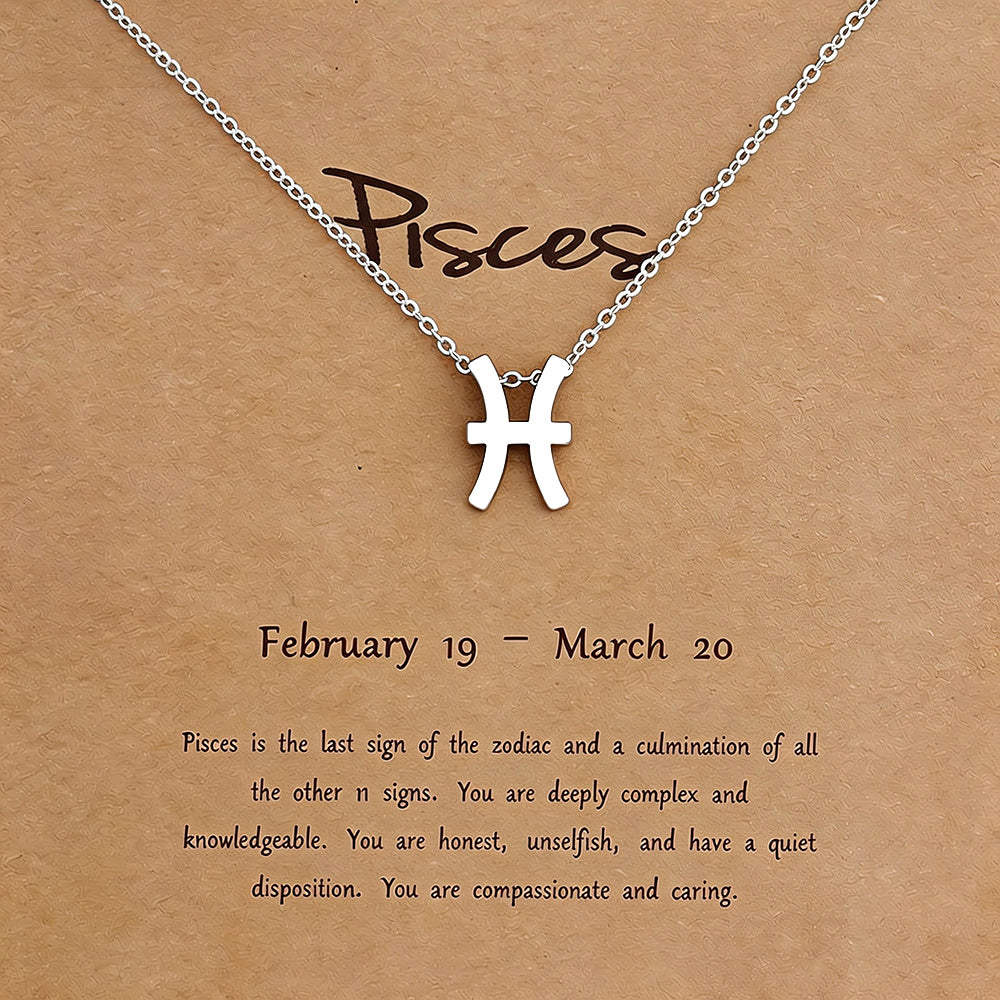 Women's Zodiac Constellation Pendant Necklace Elegant Stainless Steel Jewelry