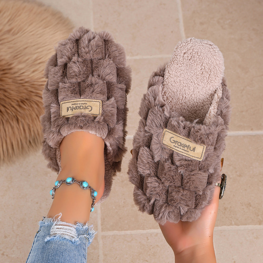 Women's Plaid Slide Slipper Casual Indoor Shoes