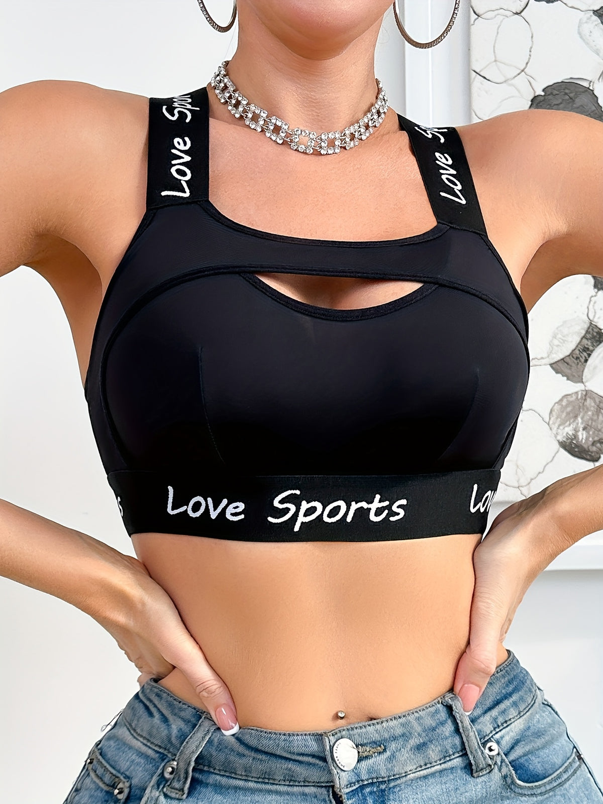 Women's High-Elasticity Breathable Wireless Racerback Yoga Sports Bra