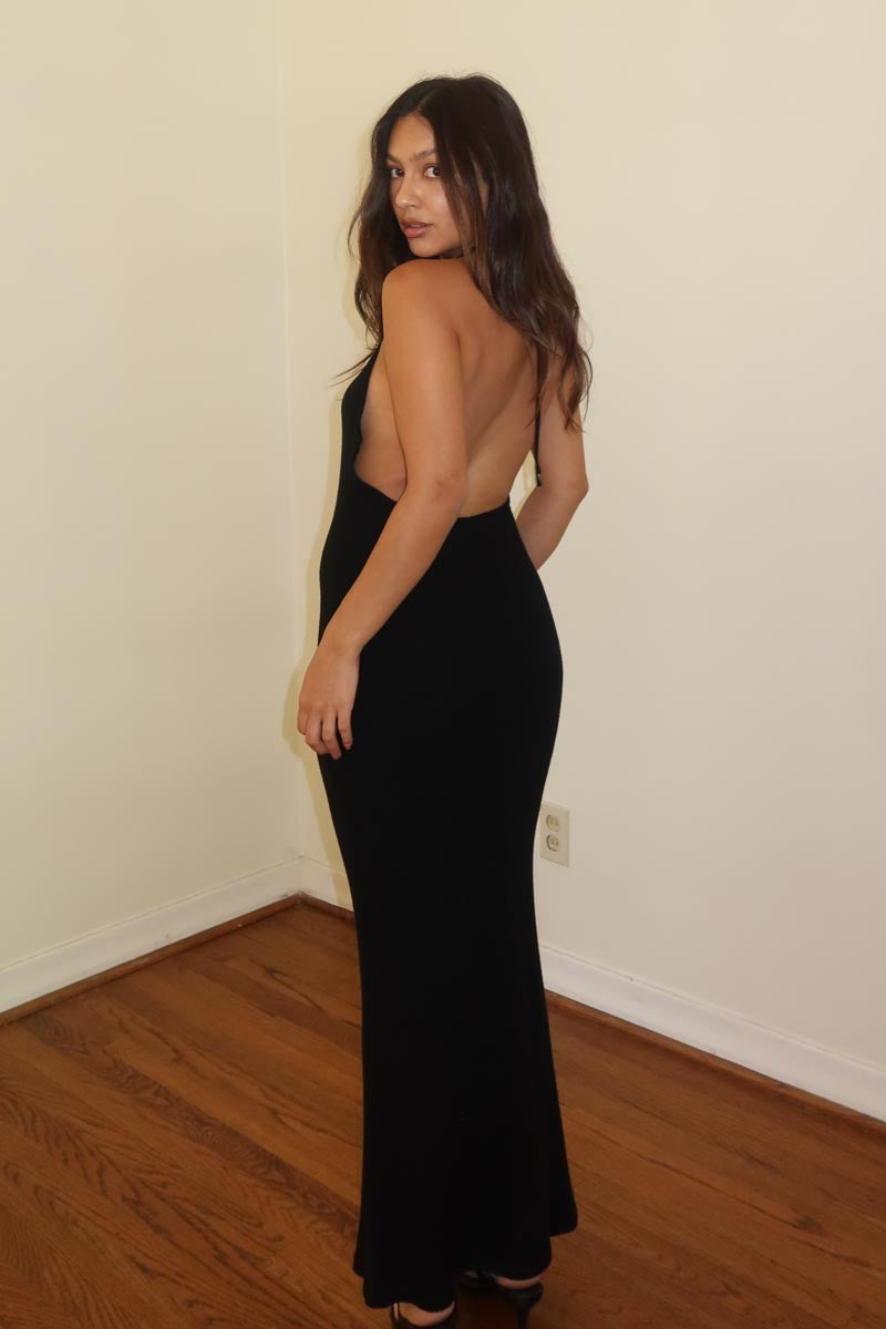 Women's Rib Full Length Halter Dress S6049D_A