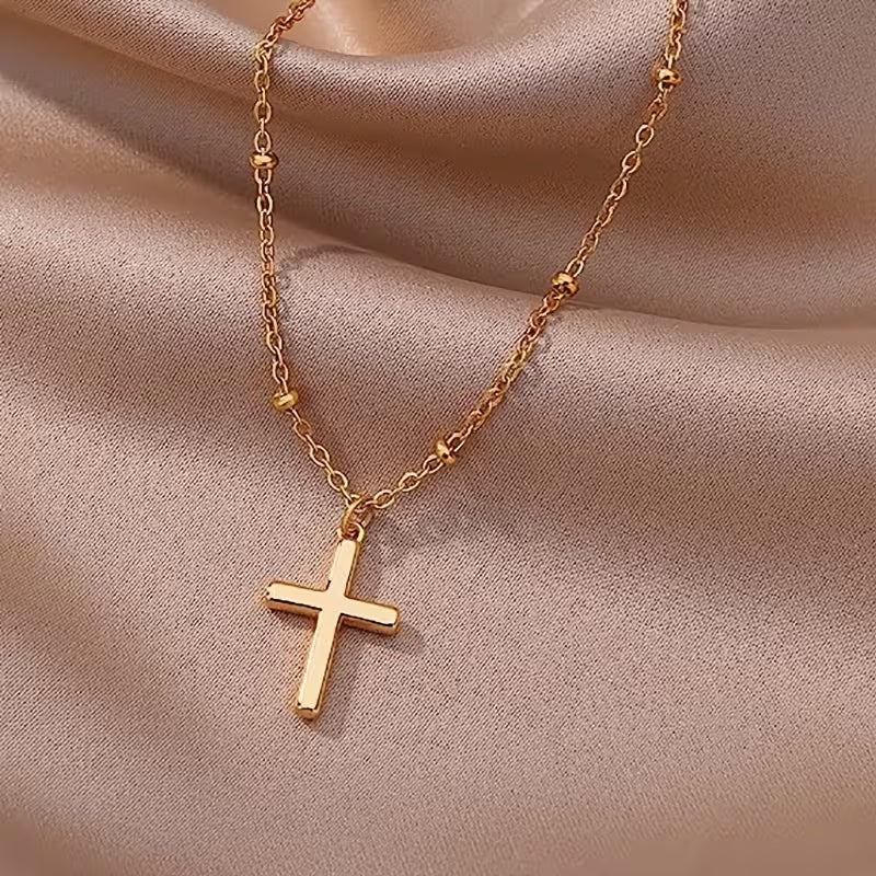 Women's Golden Cross Necklace 316 Stainless Steel Fashion Elegant