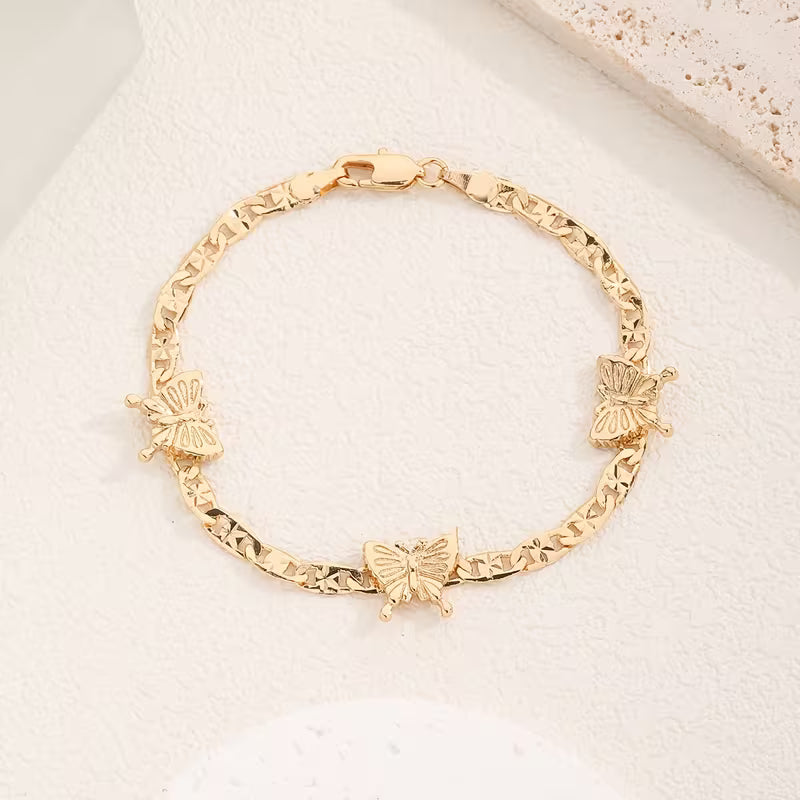 Unisex 14K Gold Plated Cuban Chain Charm Bracelet Romantic Gift
