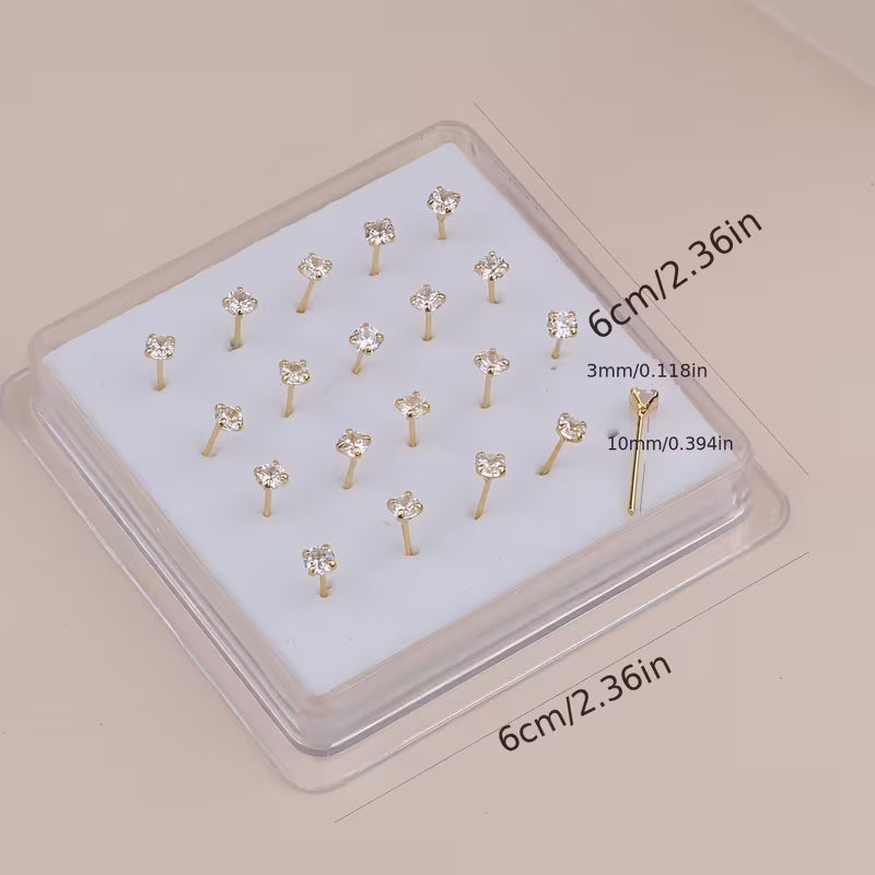 Women's 3mm Synthetic Cubic Zirconia Nose Rings Studs Piercing Jewelry