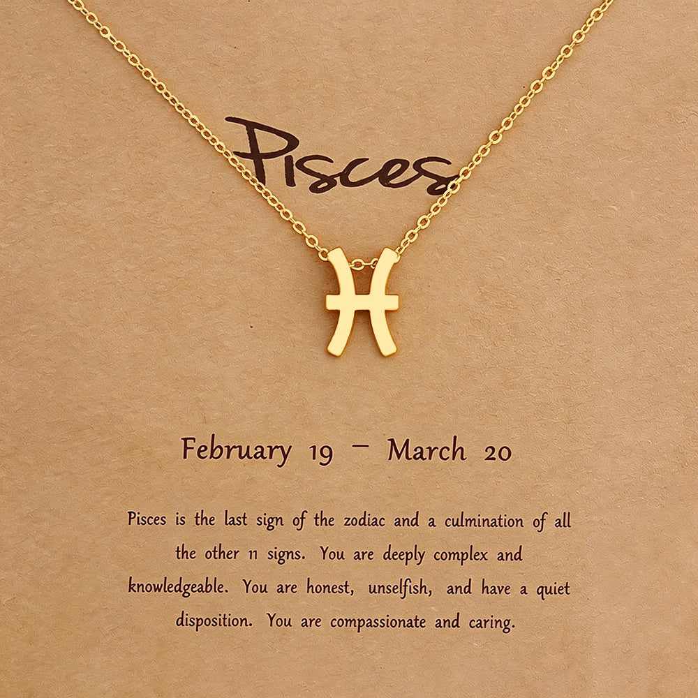 Women's Zodiac Constellation Pendant Necklace Elegant Stainless Steel Jewelry