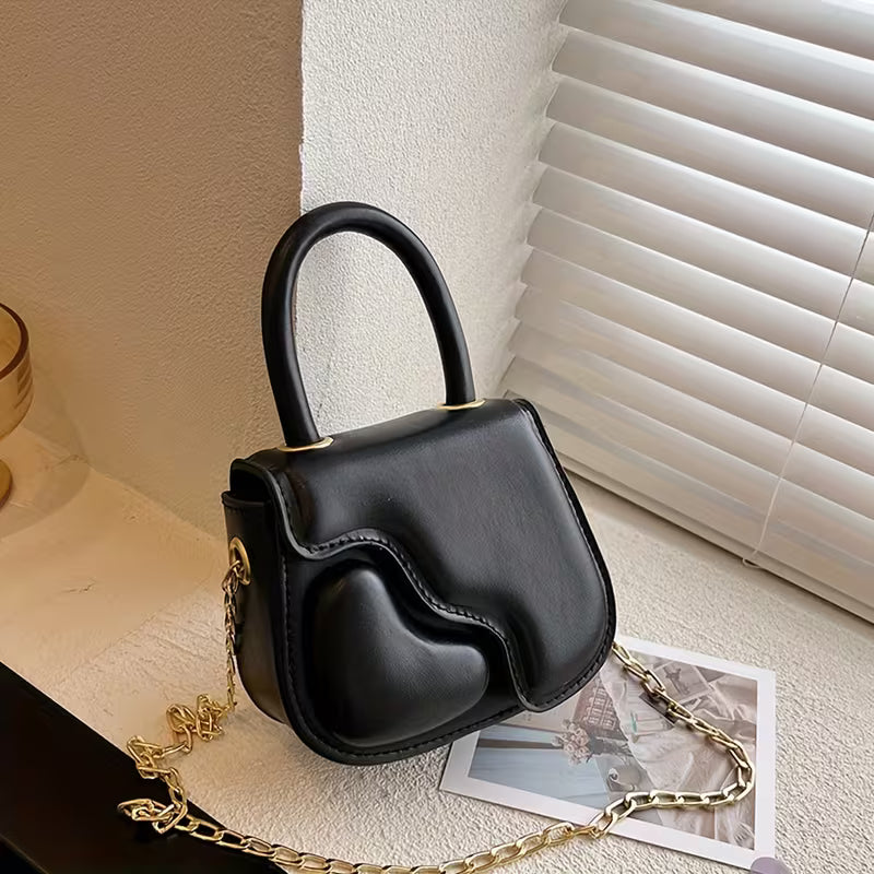 Women's Korean-Style Vintage Heart Chain Mini Handbag