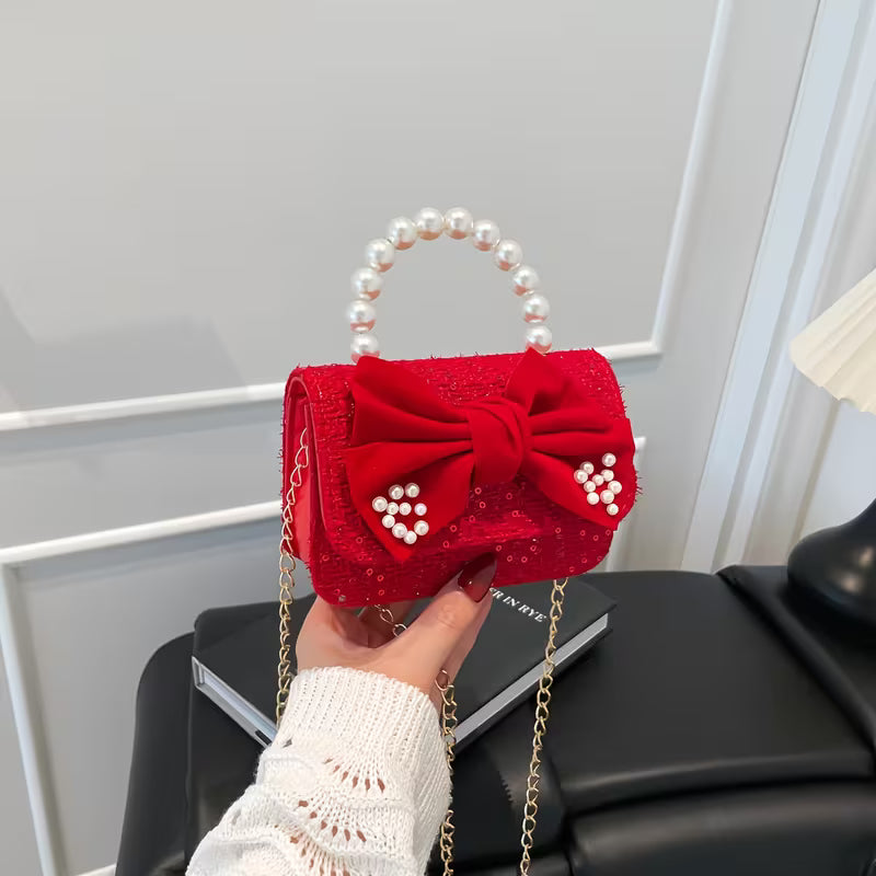 Women's Pearl Handle Small Crossbody Handbag Fashion