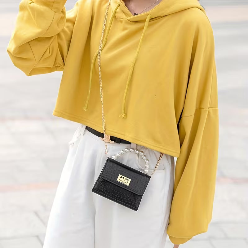 Women's Pearl Handle Small Crossbody Handbag Fashion
