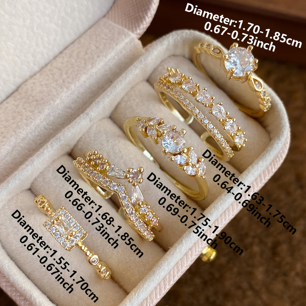Women's Fashion Ring Set Geometric Leaf Cubic Zirconia 605531464899321