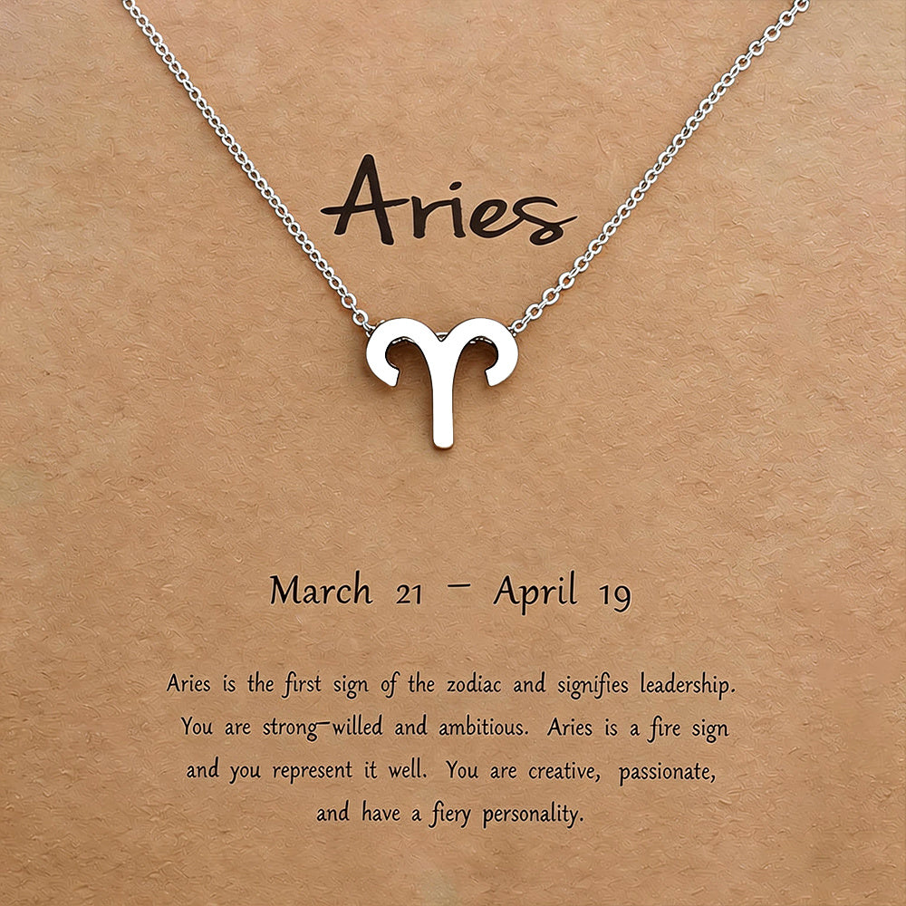 Women's Zodiac Constellation Pendant Necklace Elegant Stainless Steel Jewelry