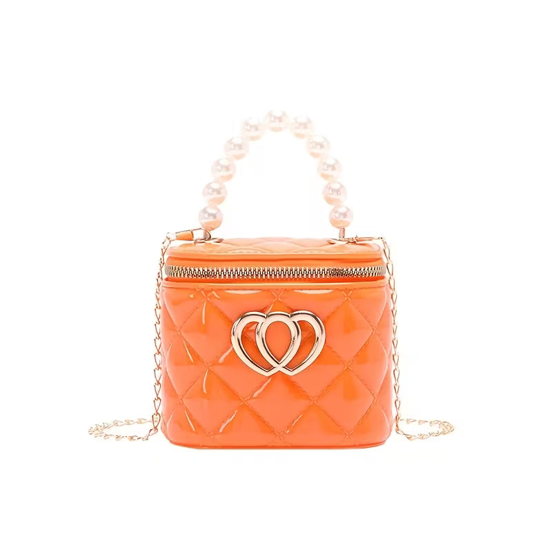 Women's Double Heart Rhombus Jelly Bucket Crossbody Bag Fashion