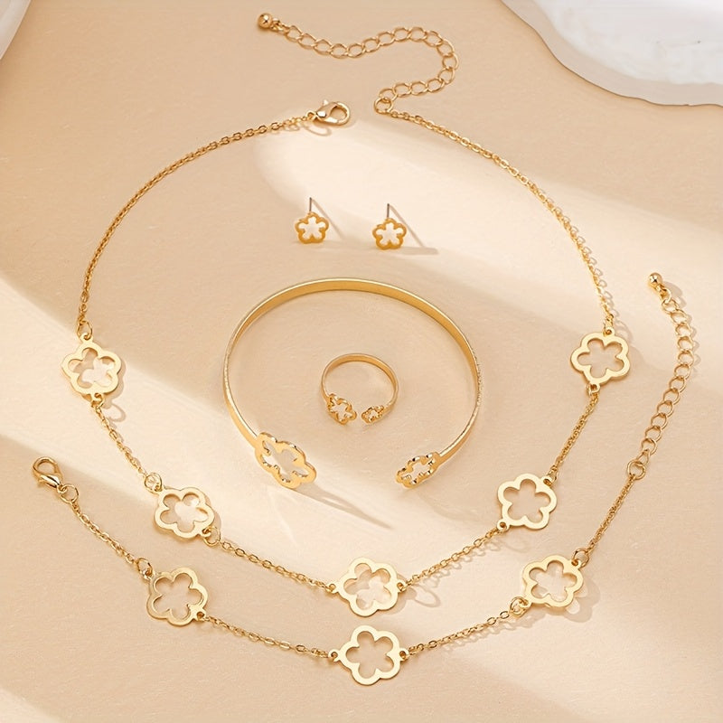 Women's Hollow Clover Jewelry Set Elegant Fashion