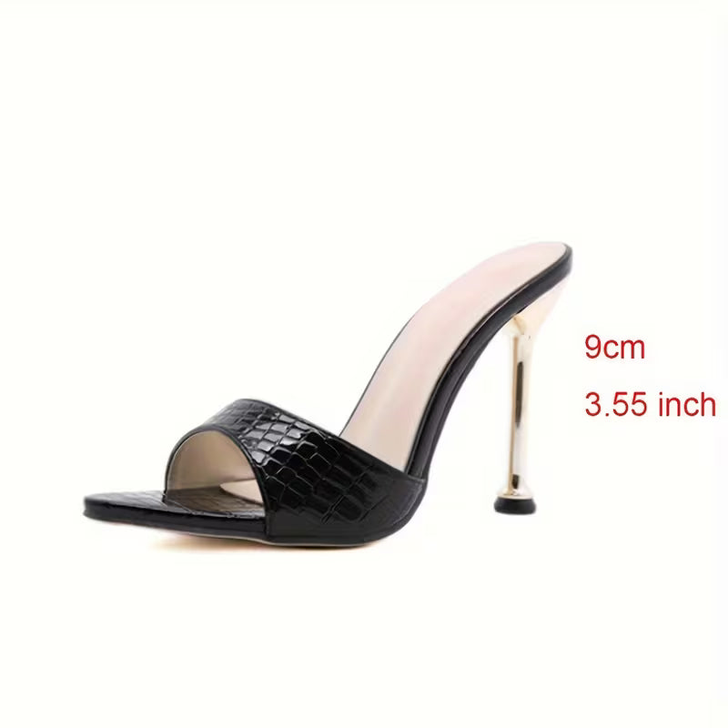 Women's Crocodile Pattern Peep Toe Stiletto Heels Banquet Shoes